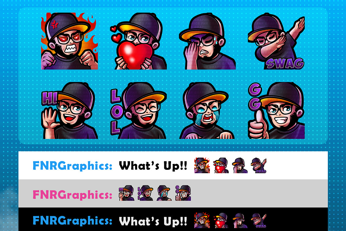 Streamer Boy Glasses Twitch Emotes, an Illustration by FNR Graphics (Photo 2 of 2)