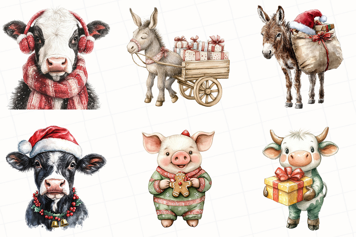 Christmas Animals Clipart, an Illustration by OK Design (Photo 4 of 5)