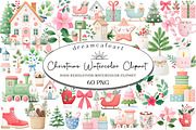 Cozy Christmas Watercolor Clipart, an Illustration by DreamCafeArt (Thumbnail 1 of 6)