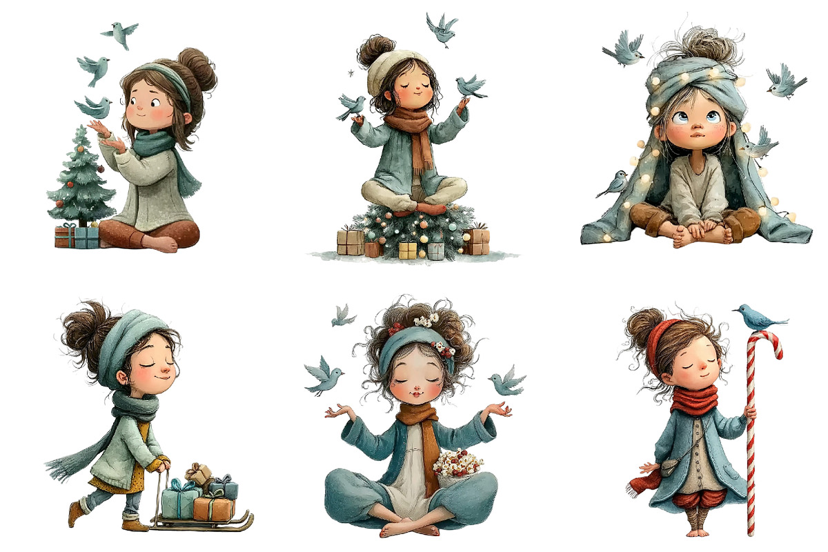 Quirky Girl Clipart Christmas, an Illustration by DreamArtGraphic (Photo 4 of 5)