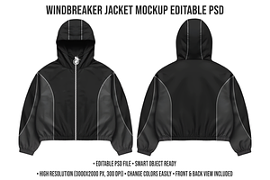 Windbreaker Jacket Mockup PSD, a Hoody Mockup by std.badboy