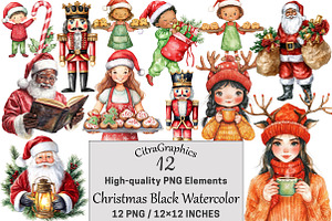 Christmas Black Watercolor PNG, a Seasonal Illustration by CitraGraphics