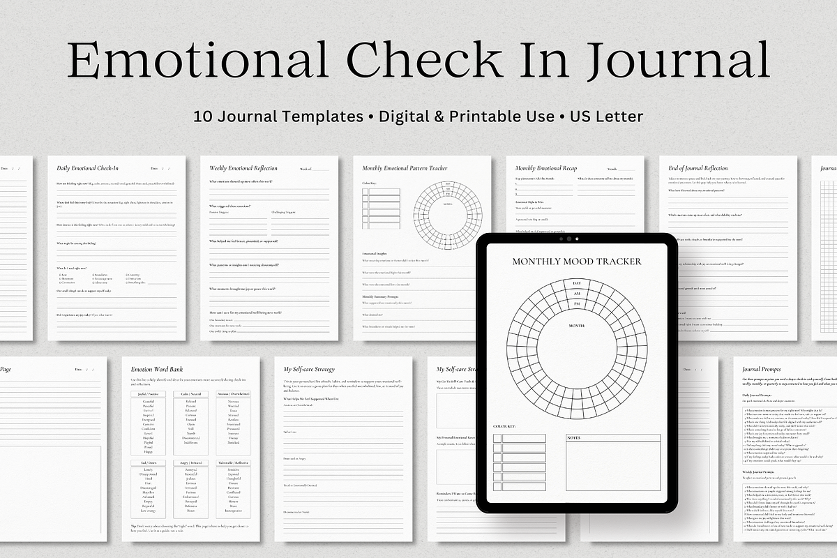 Emotional Check In Journal Bundle, a Templates & Theme by The Chaos Project (Photo 1 of 6)