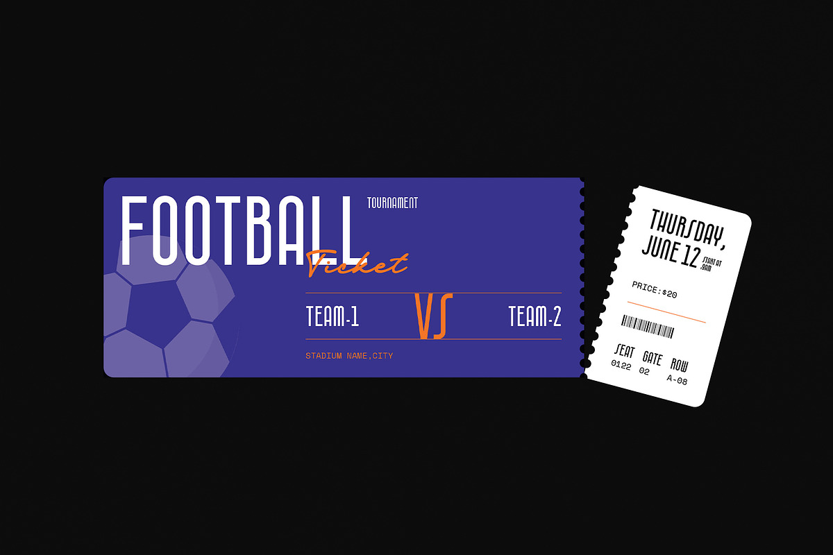 Football Match Ticket Template, a Stationery Template by DesignCrest (Photo 3 of 8)