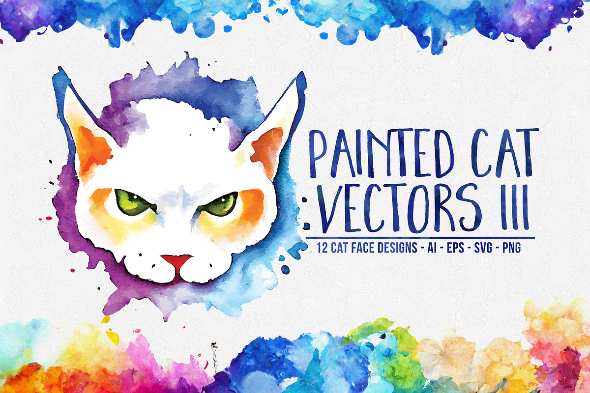 Painted Kitties Vector Pack III, an Illustration by Paper Element (Photo 1 of 4)