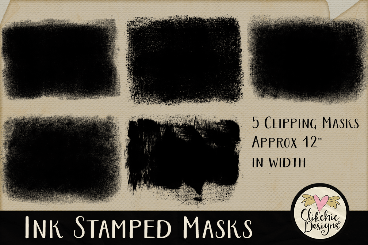 Ink Stamped Photo Clipping Masks, a Shape Add-On by Clikchic Designs