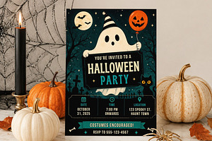 Cute Ghost Halloween Invitation, an Invitation Template by Arslan
