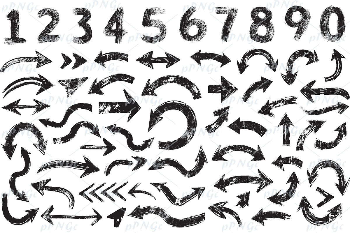 Grunge Arrows & Numbers Clipart, a Solid Icon by PassionPNGcreation (Photo 1 of 2)