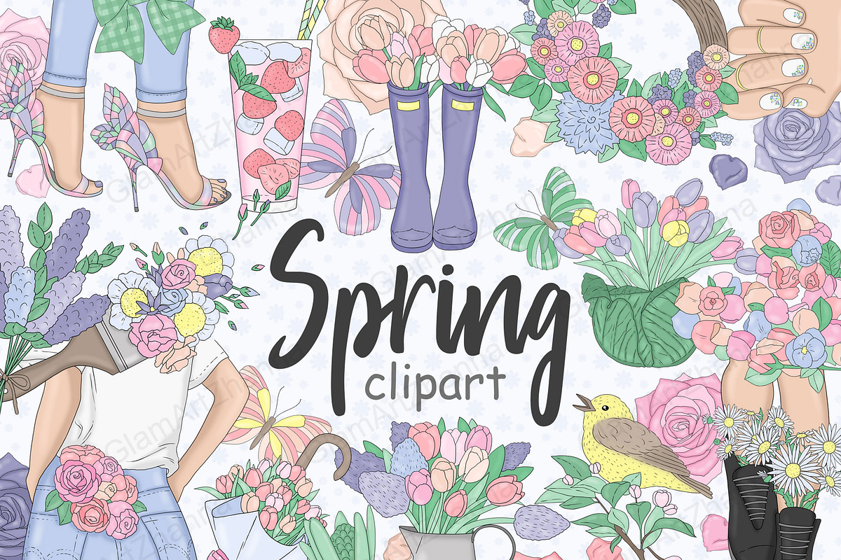 Spring Clipart, a Seasonal Illustration by GlamArtZhanna (Photo 1 of 5)