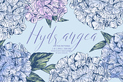Hydrangea | Vector patterns set, a Pattern Graphic by Tanya Vollar (Thumbnail 1 of 9)