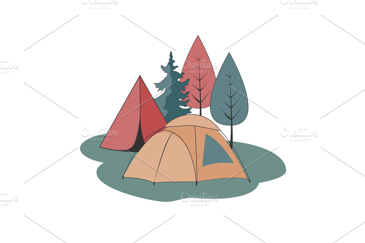 Camping isolated illustration. Group, an Illustration by Toltemara