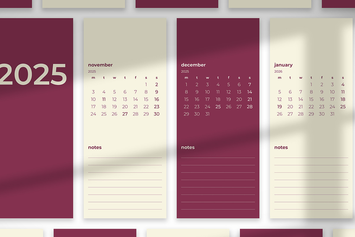 Red Plum 2025 Monthly Calendar, a Print Template by McLittle Stock (Photo 1 of 6)