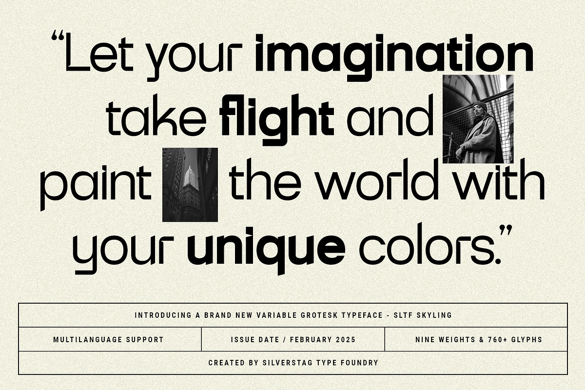 SLTF Skyling - Geometric Typeface, a Sans Serif Font by SilverStag Type Foundry (Photo 3 of 25)