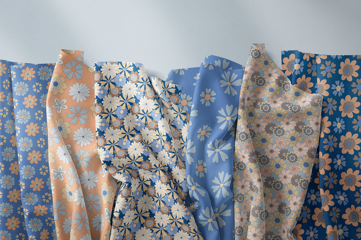 Trendy Retro Floral Patterns, a Pattern Graphic by Tiger and Flower (Photo 7 of 20)