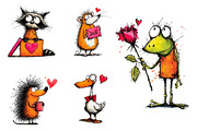 Quirky Valentine's Animals Clipart, an Illustration by Dream Creation (Thumbnail 7 of 7)