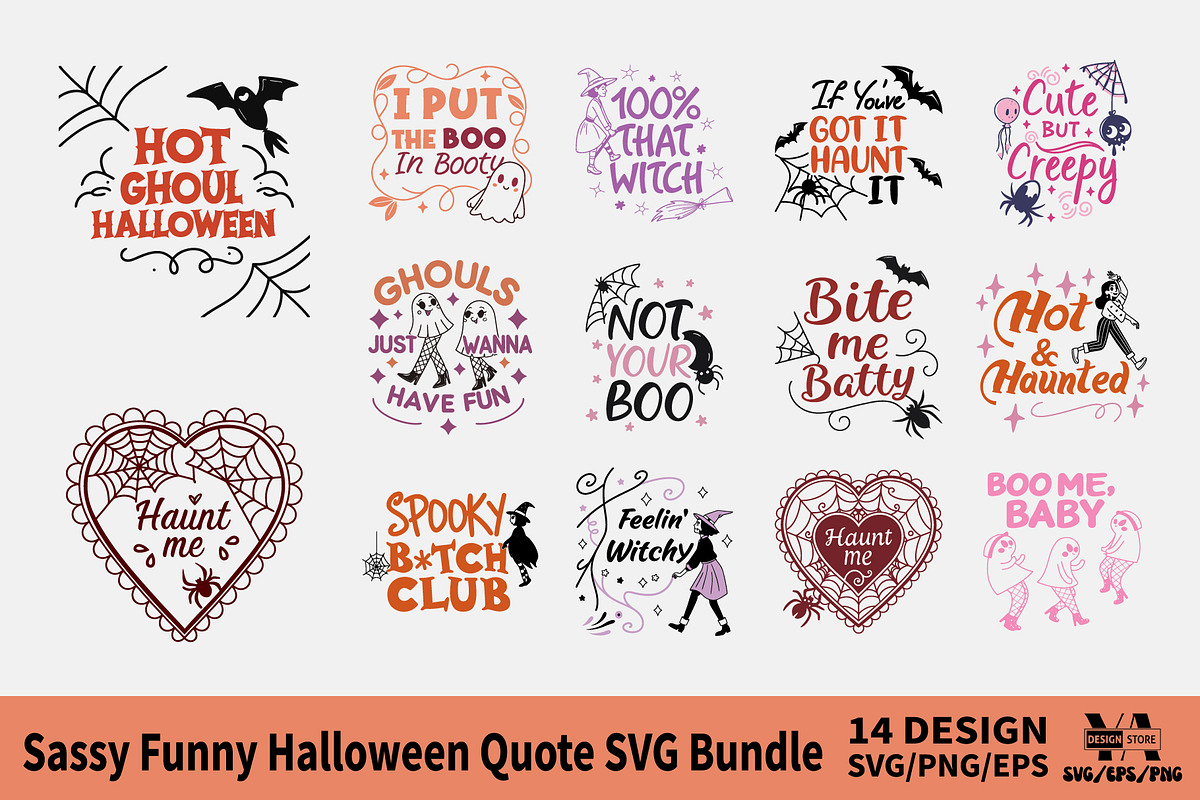Sassy Funny Halloween Quote SVG Bund, an Object Illustration by Ya_ Design Store (Photo 1 of 15)