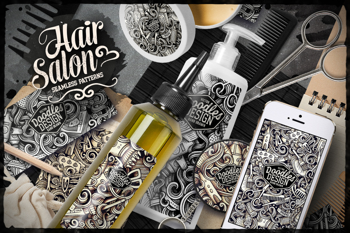 Hairstyle Graphic Doodle Patterns, a Pattern Graphic by BALABOLKA (Photo 5 of 6)
