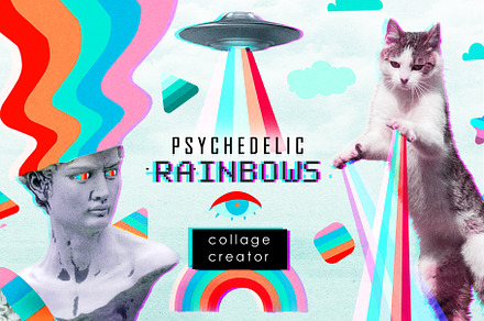 Psychedelic rainbows collage creator