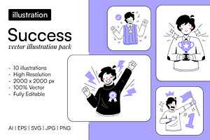 10 Success Illustration Pack, a Person Illustration by Bilicube Studio