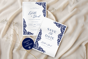 Mexican Talavera Wedding Invites Set, a Templates & Theme by Akbaly