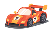 Red Racing Sports Car on Road Vector, a Transportation Illustration by Artpon Illustration (Thumbnail 2 of 3)