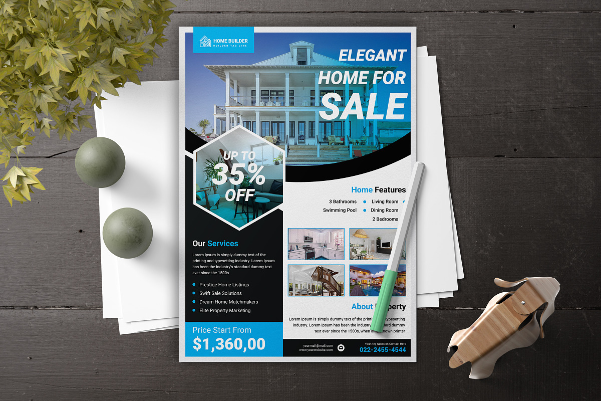 Real Estate Flyer Template Design, a Flyer Template by Graphiexperto (Photo 5 of 6)