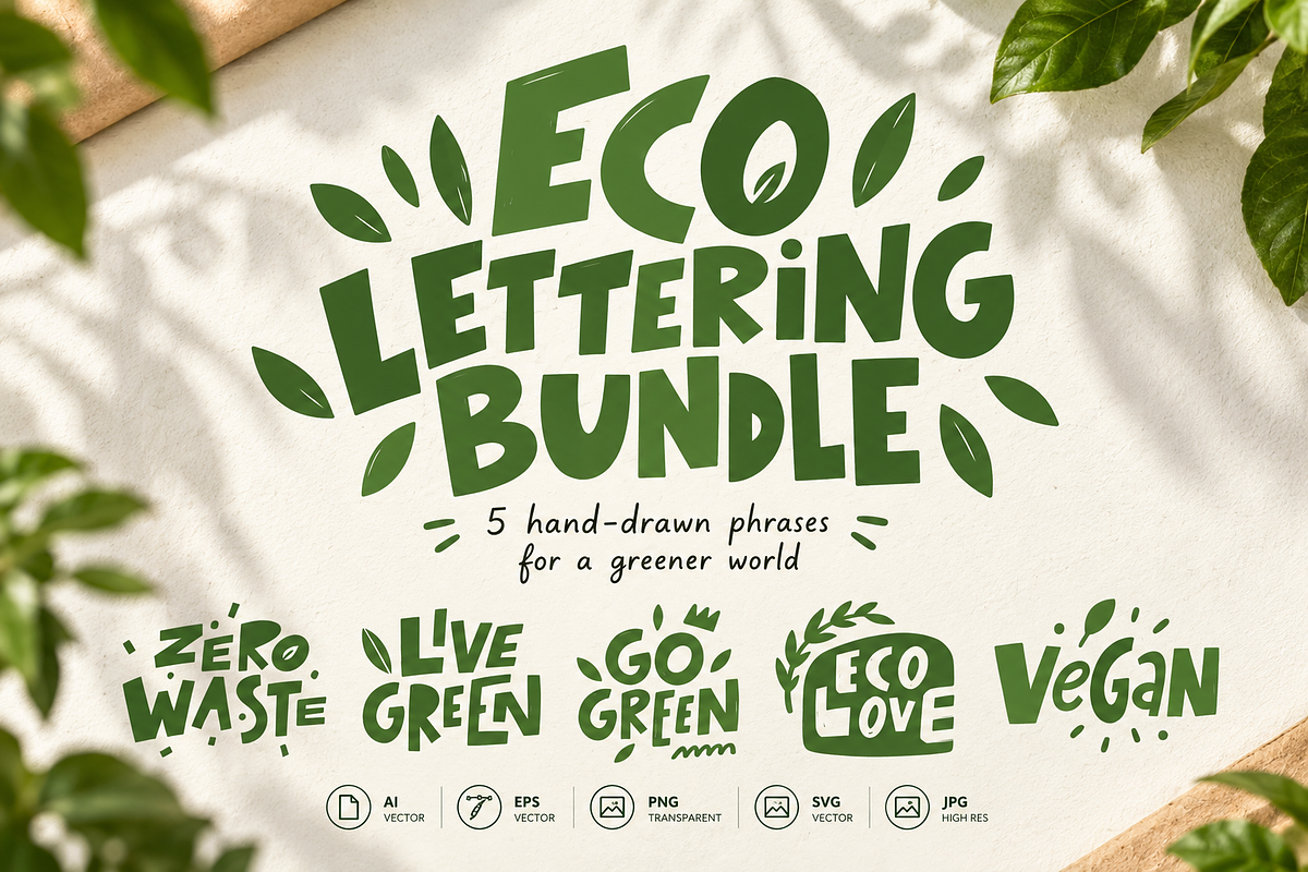 Eco Lettering Bundle, a Decorative Illustration by Oktyabr (Photo 1 of 4)