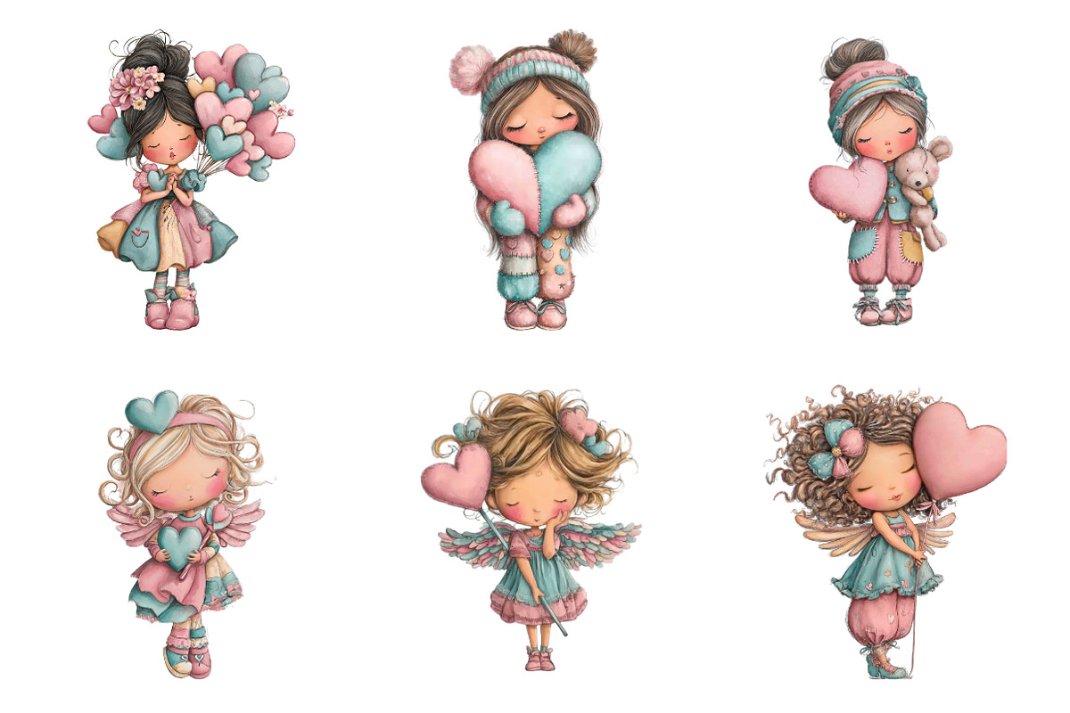 Whimsical Girls Png Cute Clipart, an Illustration by SinaCreation (Photo 2 of 9)
