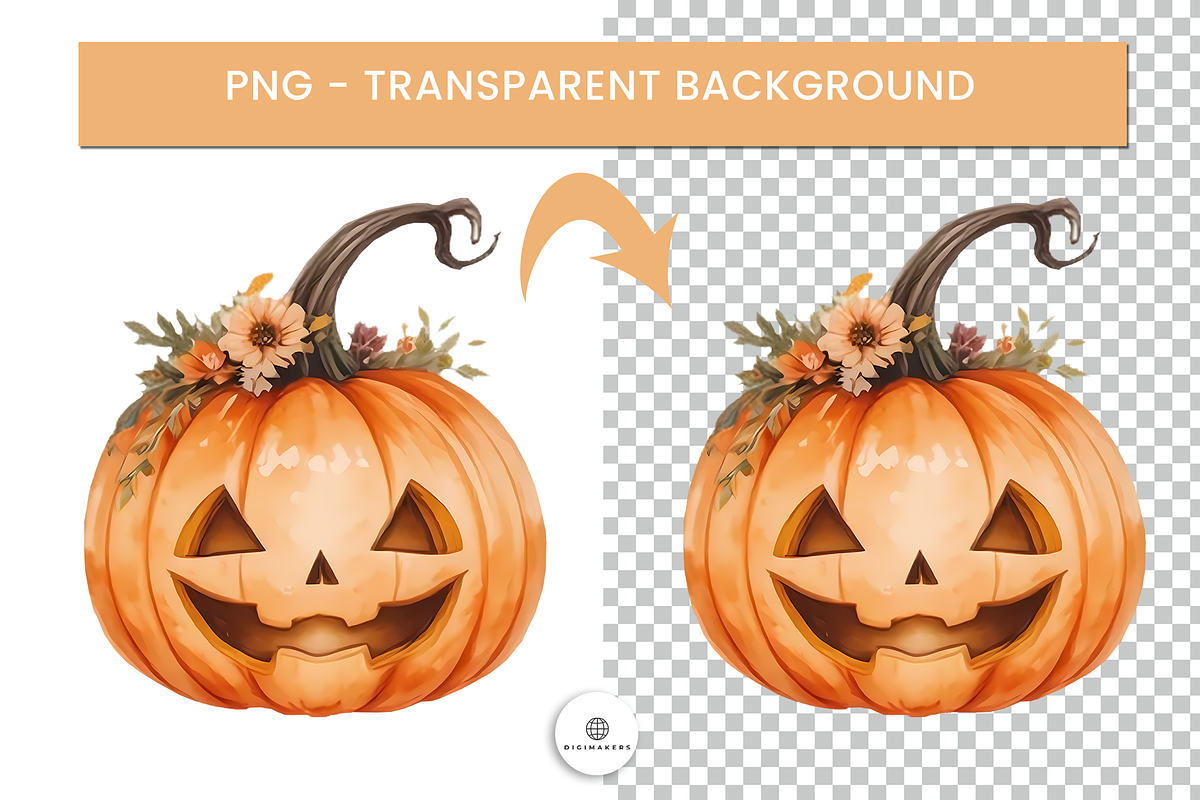 Watercolor Halloween Pumpkins Bundle, an Object Graphic by Nina Shaw (Photo 4 of 9)