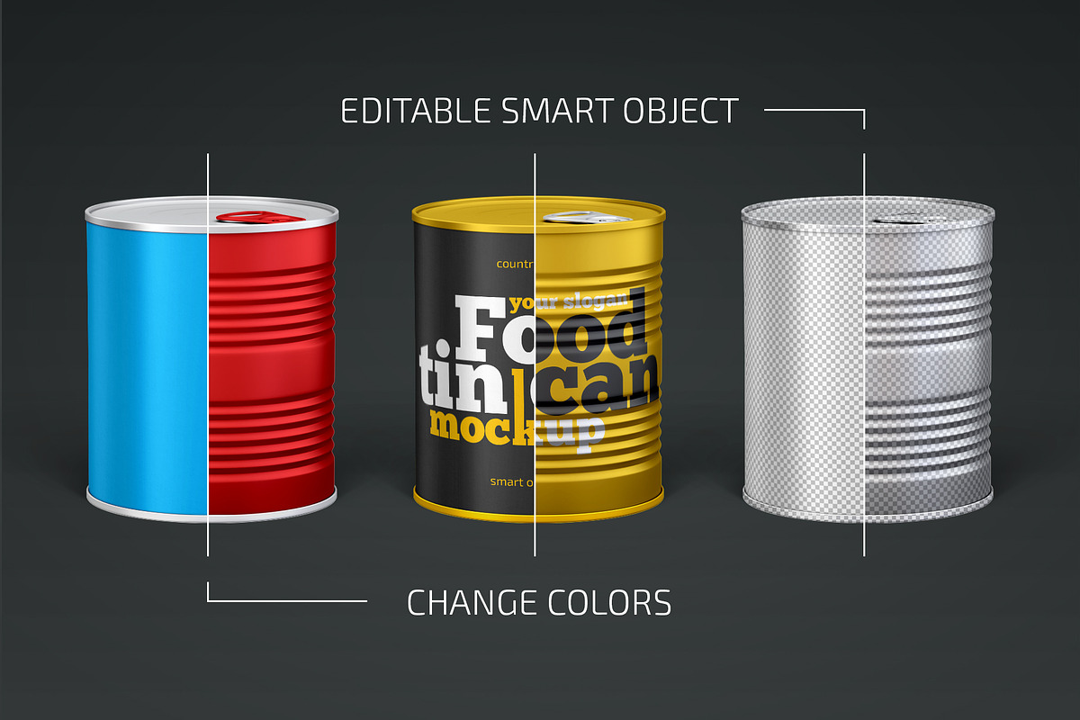 Food Tin Can Mockup, a Cups & Container Mockup by Country4k (Photo 2 of 3)