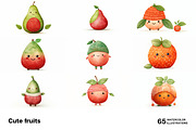 Cute fruits. 65 images, a Food Illustration by Handmadefont (Thumbnail 8 of 13)