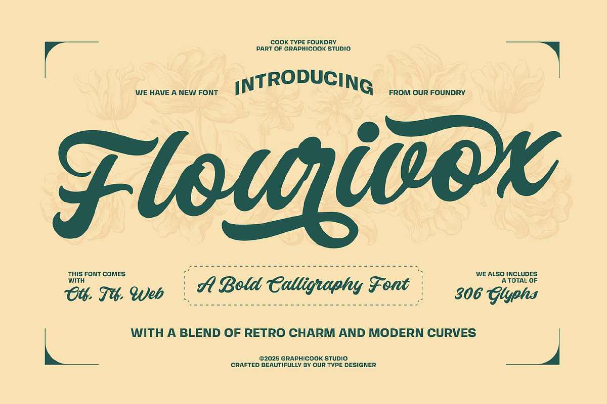 Flourivox, a Script Font by graphicook (Photo 1 of 10)