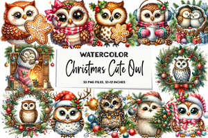 Christmas Cute Owl Sublimation Clipa, an Illustration by DreamArtGraphic