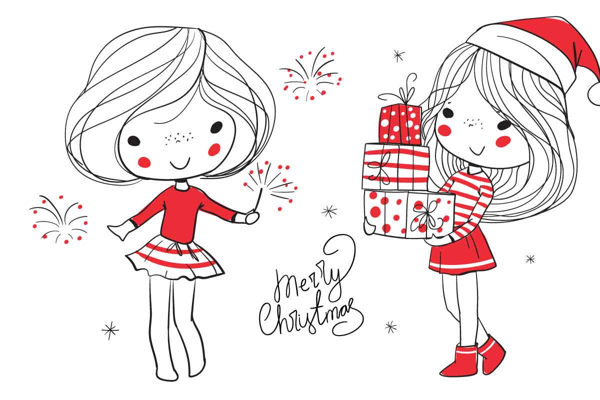 Cute girls. Merry Christmas, a Graphic by Natalia Skripko