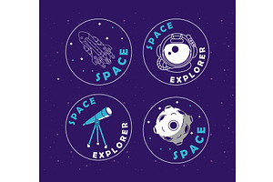 Space Badges Four Icons