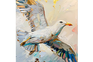 Abstract Impasto Painting of a White, an Animal Illustration by Lermont51