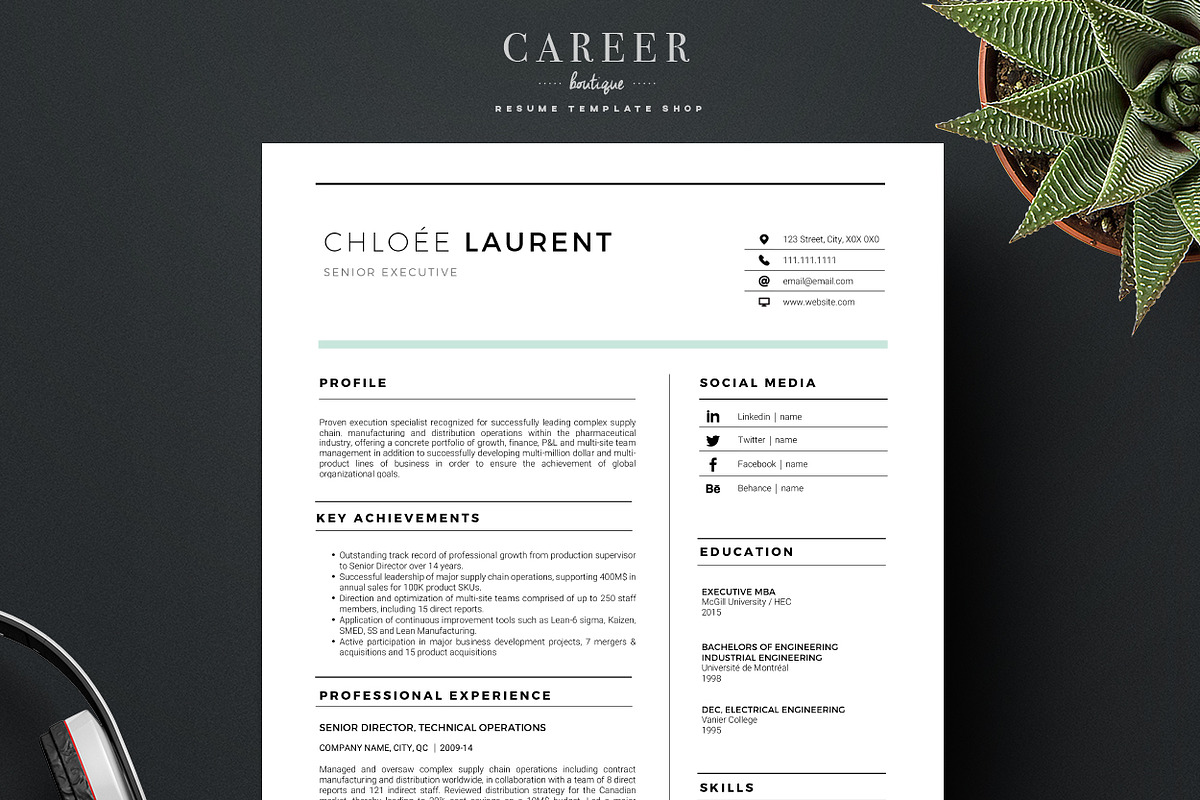 Modern Resume & CoverLetter Template, a Resume Template by careerboutique (Photo 4 of 6)