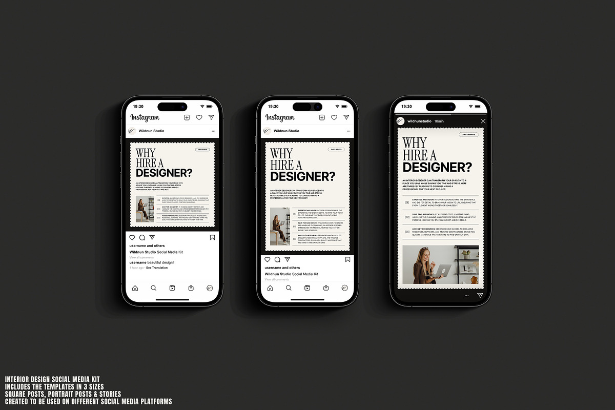 Interior Design Instagram Kit, a Social Media Template by Wildnun Studio (Photo 3 of 12)