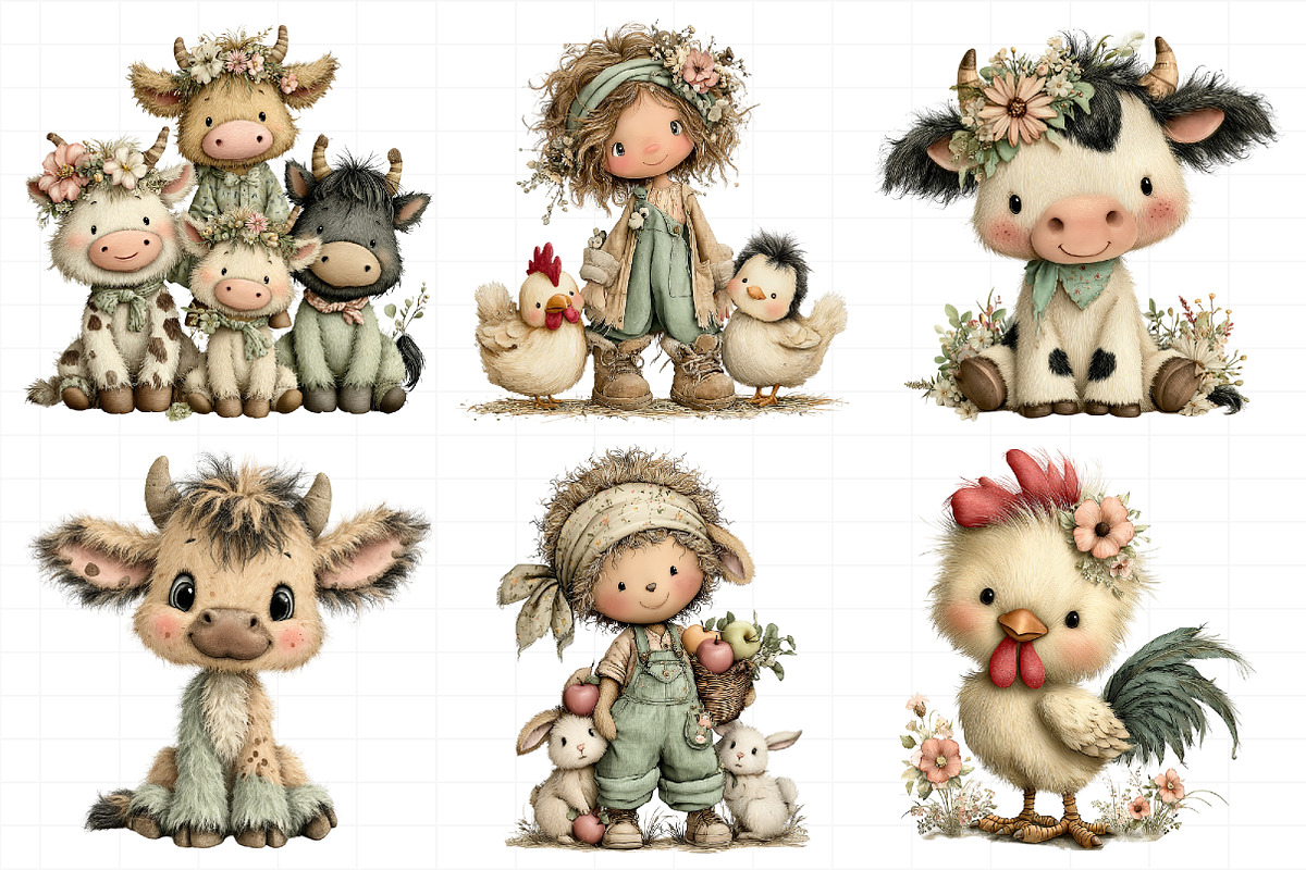 Cute Farm Clipart Bundle, an Illustration by Daily.Designs (Photo 3 of 6)