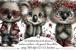 Summer Beach Koala PNG Clipart, an Animal Illustration by Designking