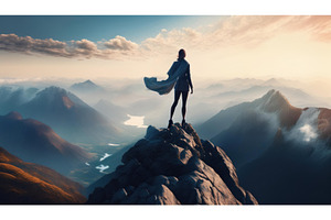 A business woman with a flowing cape, a Person Photo by Igor Tichonow