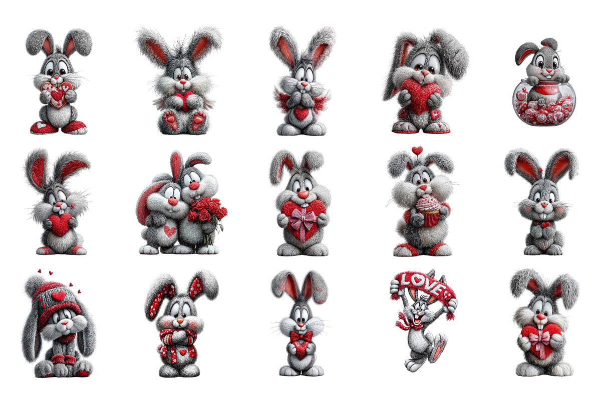Valentine Rabbit Clipart, an Illustration by DreamArtGraphic (Photo 2 of 4)