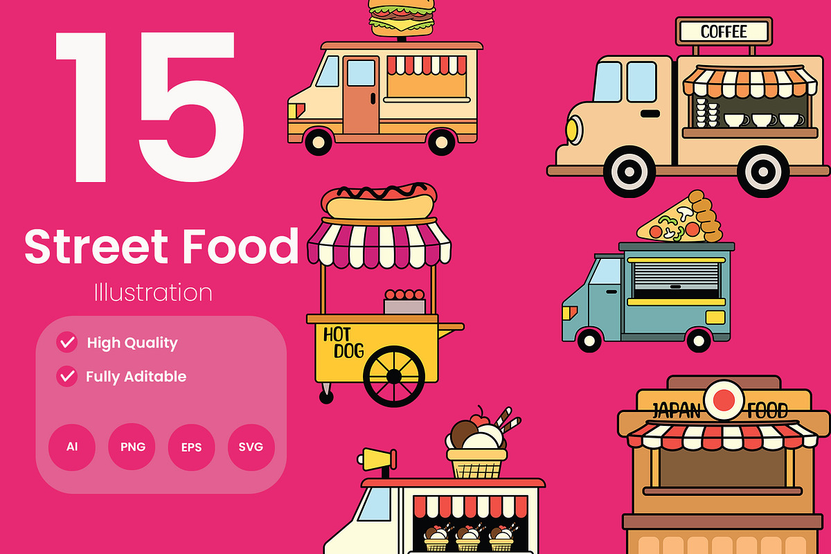 Street Food Illustration Pack, an Illustration by baii09 (Photo 1 of 2)