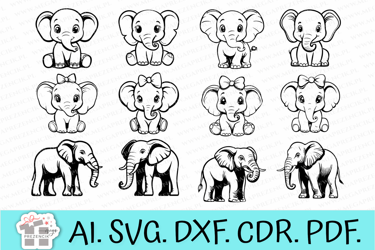 Bundle of elephant graphics svg, an Object Graphic by MegaPrezencik (Photo 1 of 5)