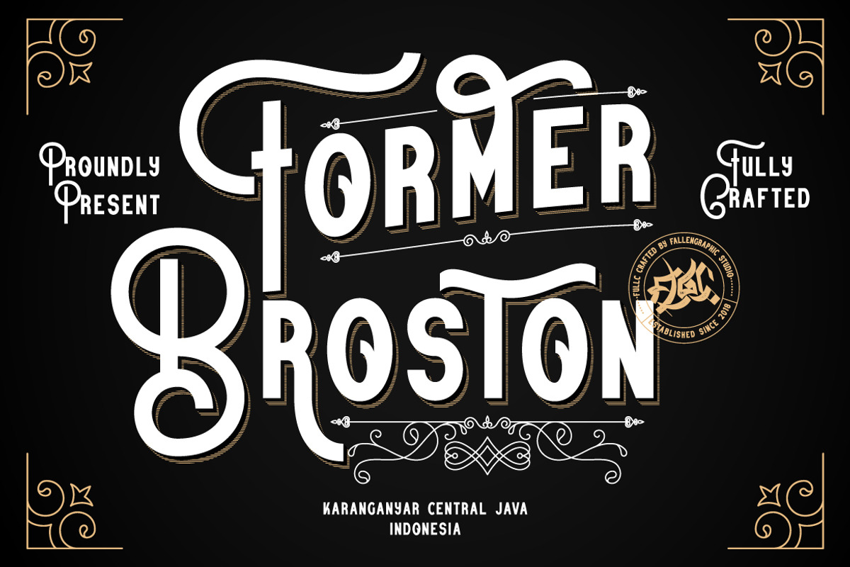 Former Broston - A Vintage Font, a Sans Serif Font by Vava Aryanto (Photo 1 of 8)