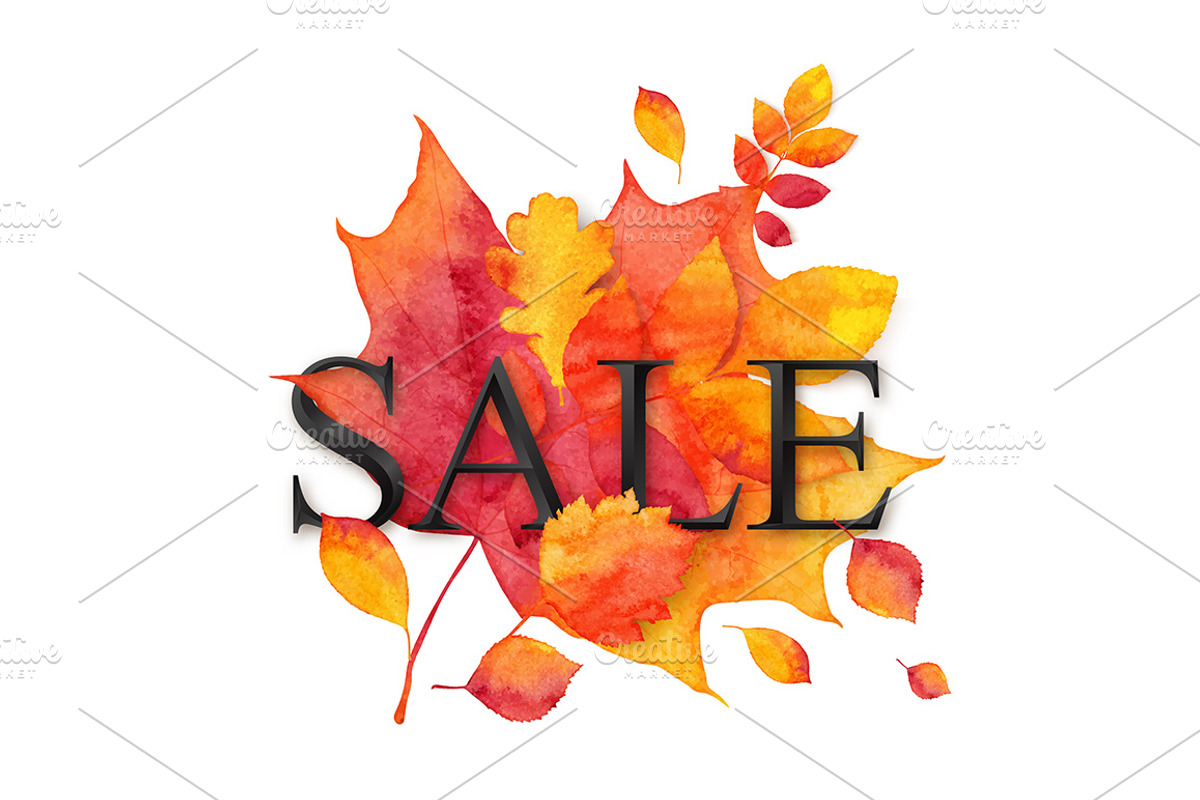 EPS+JPG+PNG watercolor autumn SALE, an Object Graphic by Art of Sun (Photo 1 of 2)