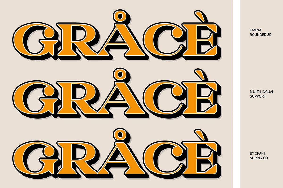 Lamna Rounded 3D, a Serif Font by Craft Supply Co. (Photo 5 of 8)
