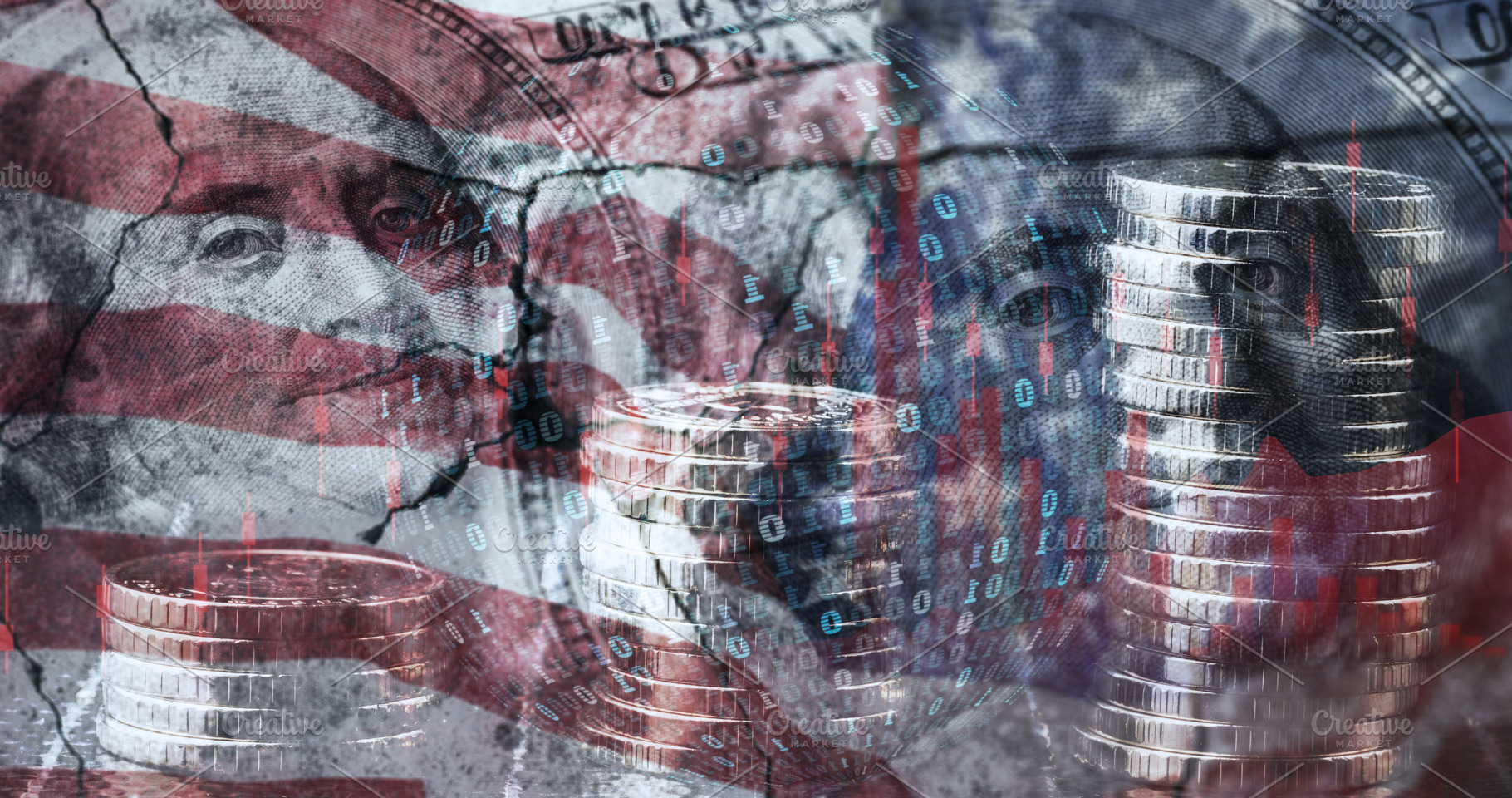 A conceptual image that superimposes elements of the US flag, do, a Business Photo by ndanko