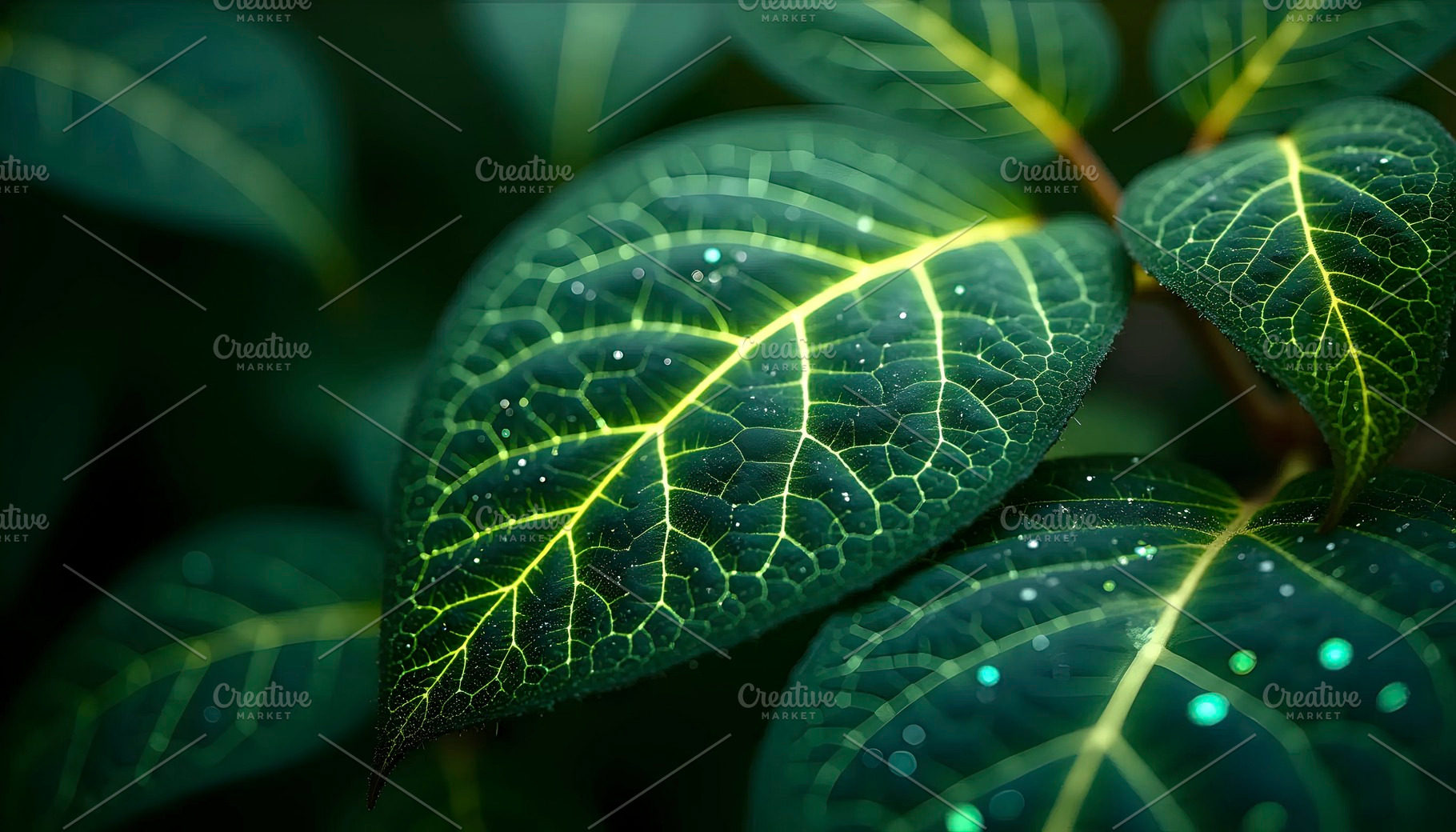 Organic Leaves Fused With Glowing Ci, a Photo by LOGOCREATIVE