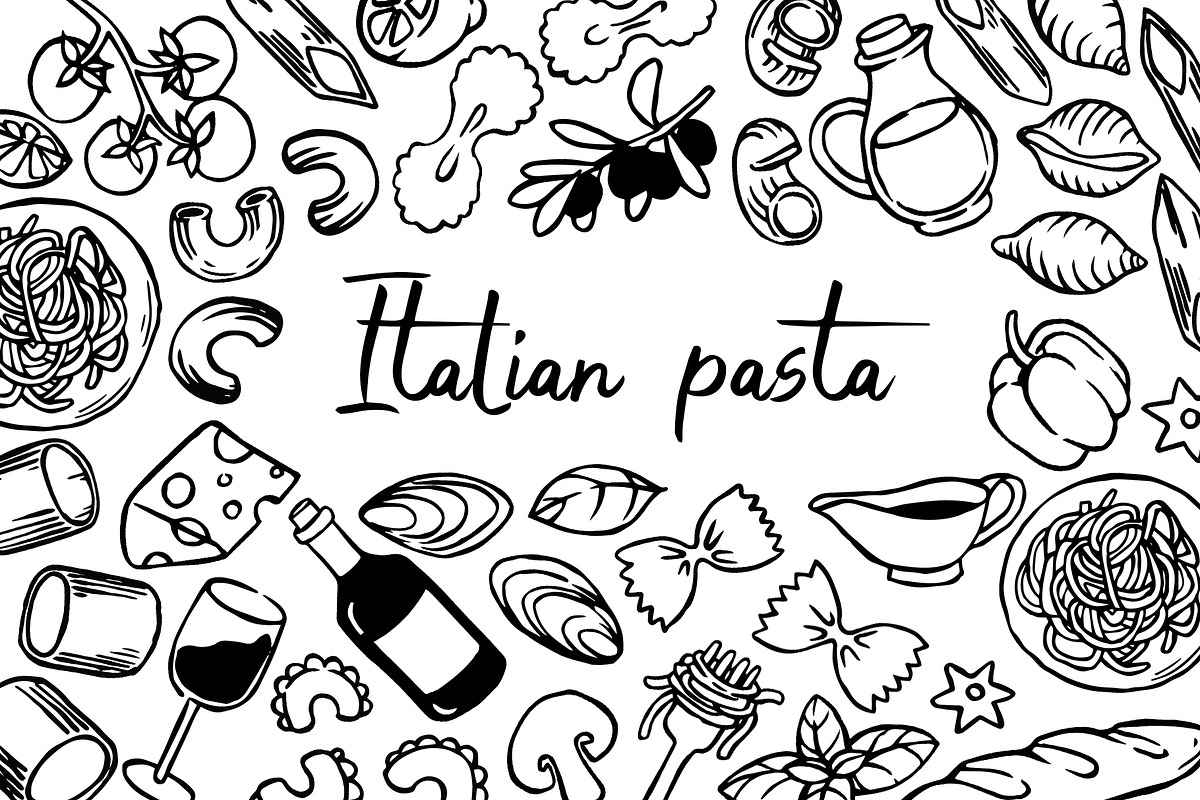 Italian pasta.Hand drawn doodle, a Food Illustration by made by Tanya (Photo 1 of 4)
